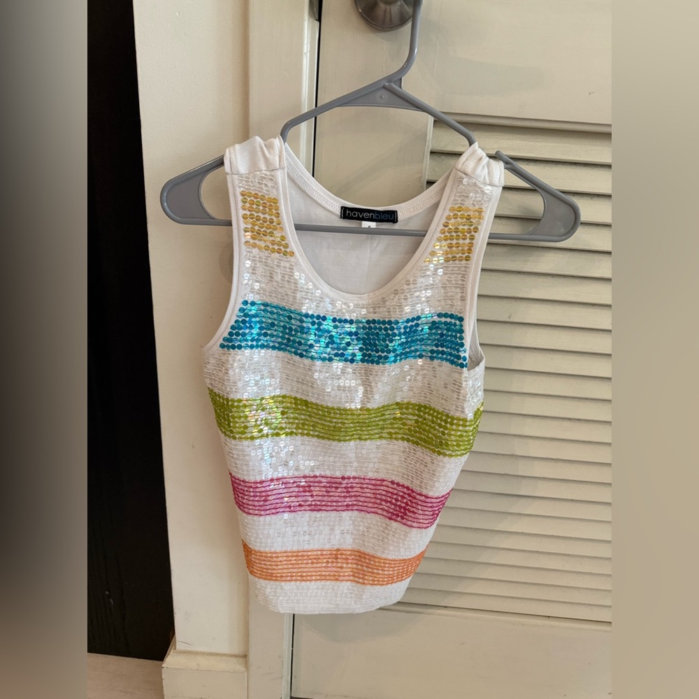 Haven Bleu Sequin Striped Tank Top
